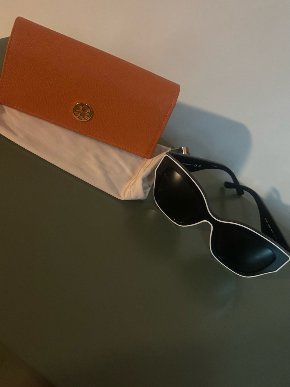 Tory Burch Black Sunglasses with White Trim